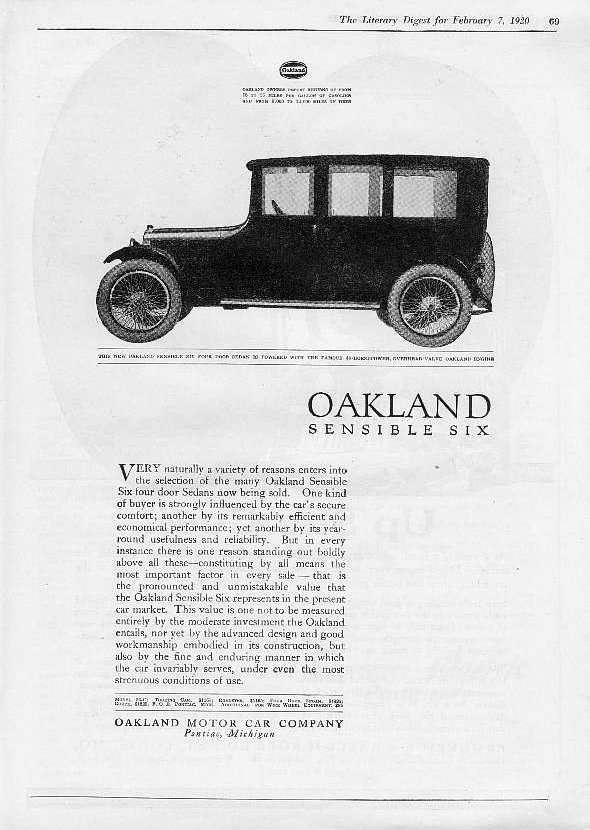 1920 Pontiac Auto Advertising